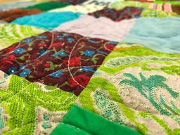 Free Form Handmade Pieced Patchwork Quilt.