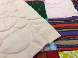 Free Form Handmade Pieced Patchwork Quilt.