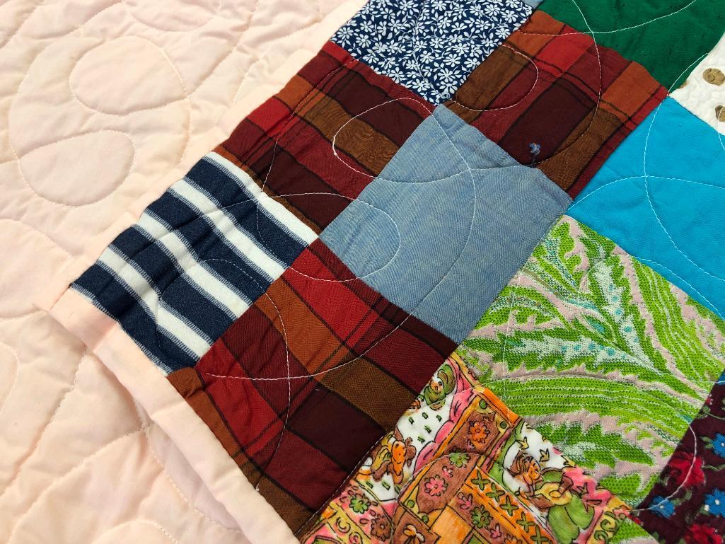 Free Form Handmade Pieced Patchwork Quilt.