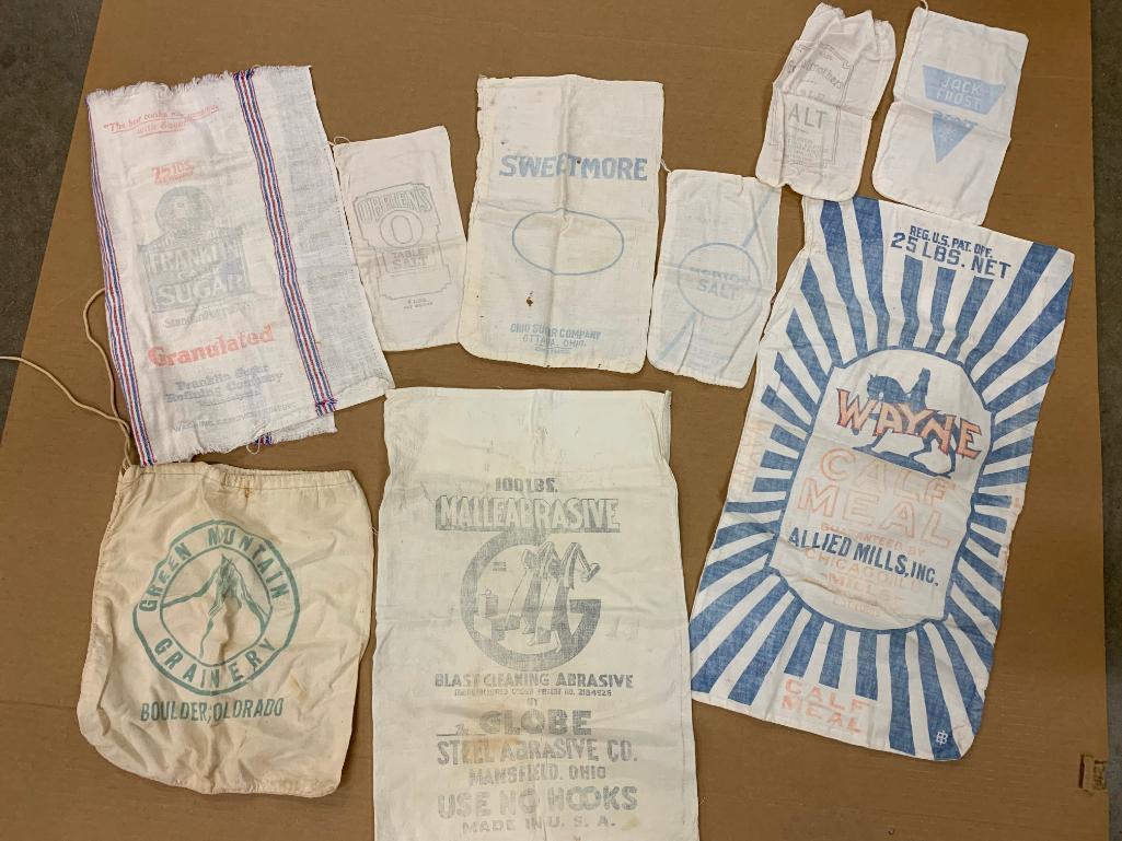 (6) Vintage Cloth Feed /Salt/Meal Bags