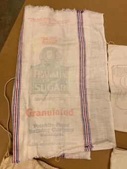 (6) Vintage Cloth Feed /Salt/Meal Bags