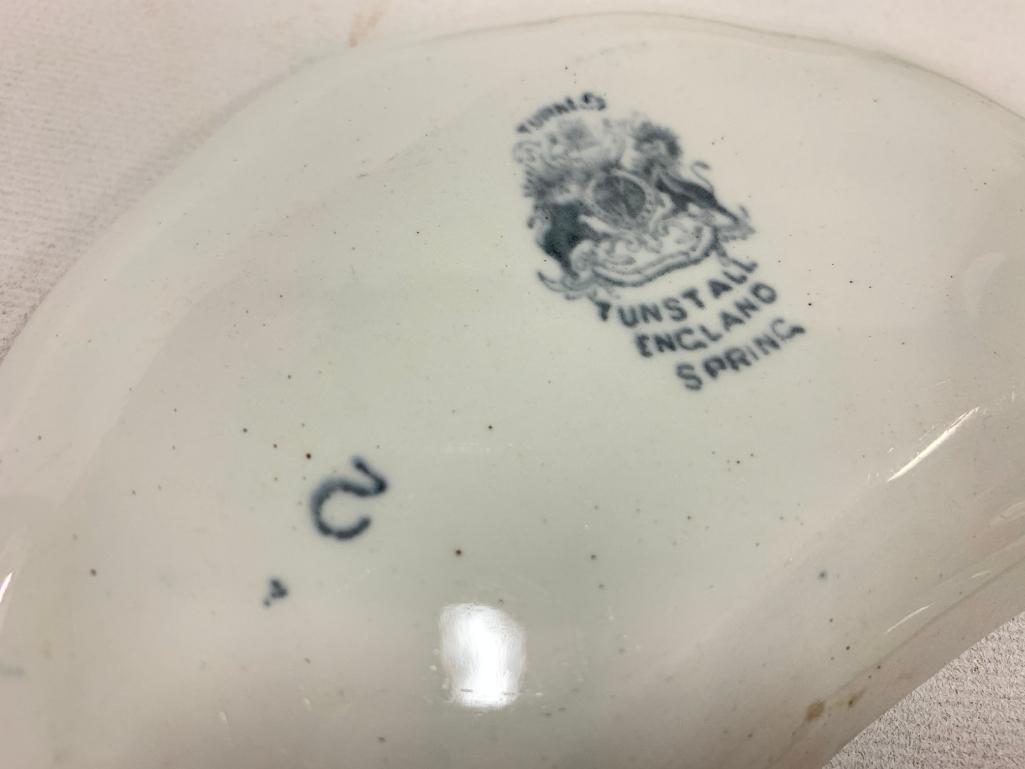 (14) "Bone" Transfer China Dishes Signed "Turnstall, England