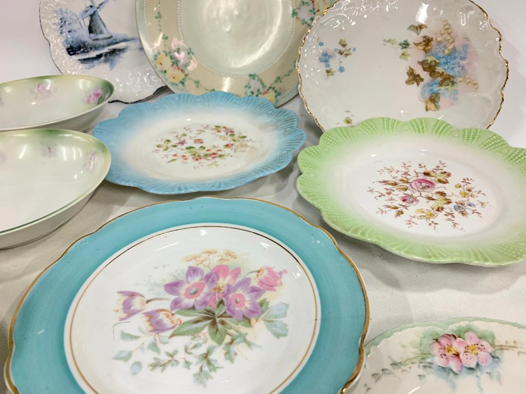 (11) Hand Painted & Transfer Plates & Bowls