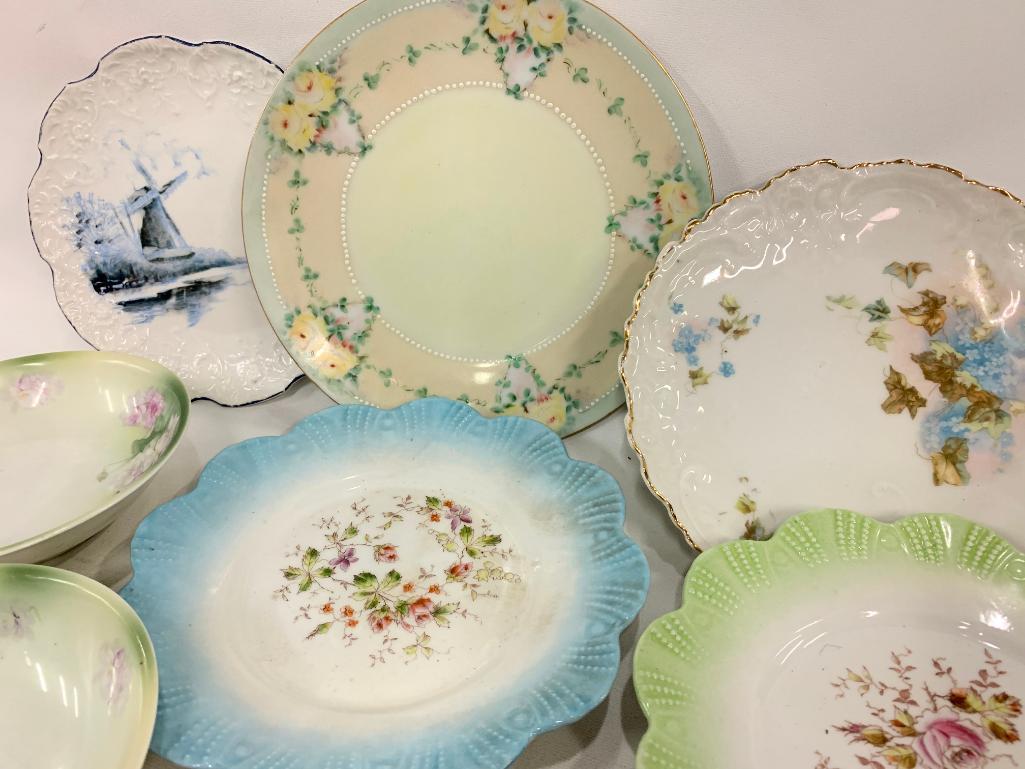 (11) Hand Painted & Transfer Plates & Bowls