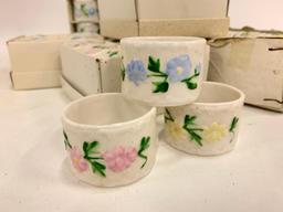 (36) China Napkin Rings W/Hand Painted Flowers