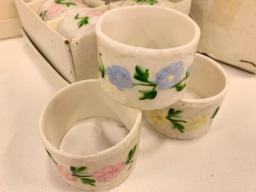 (36) China Napkin Rings W/Hand Painted Flowers