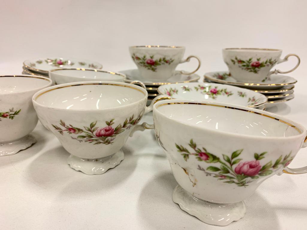 Service For (6) Johann Haviland, Bavaria, Germany" In Rose Pattern