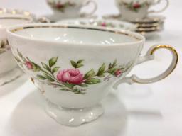 Service For (6) Johann Haviland, Bavaria, Germany" In Rose Pattern