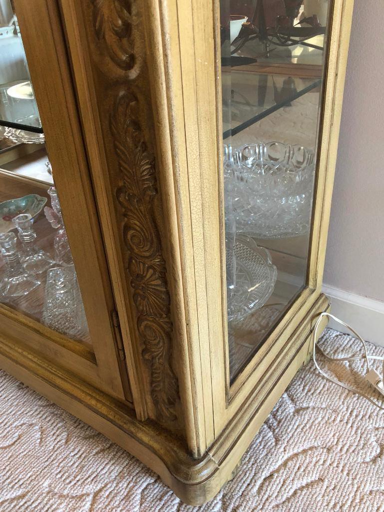 Lighted 2-Door Domed Curio Cabinet W/Mirrored Back & Beveled Glass