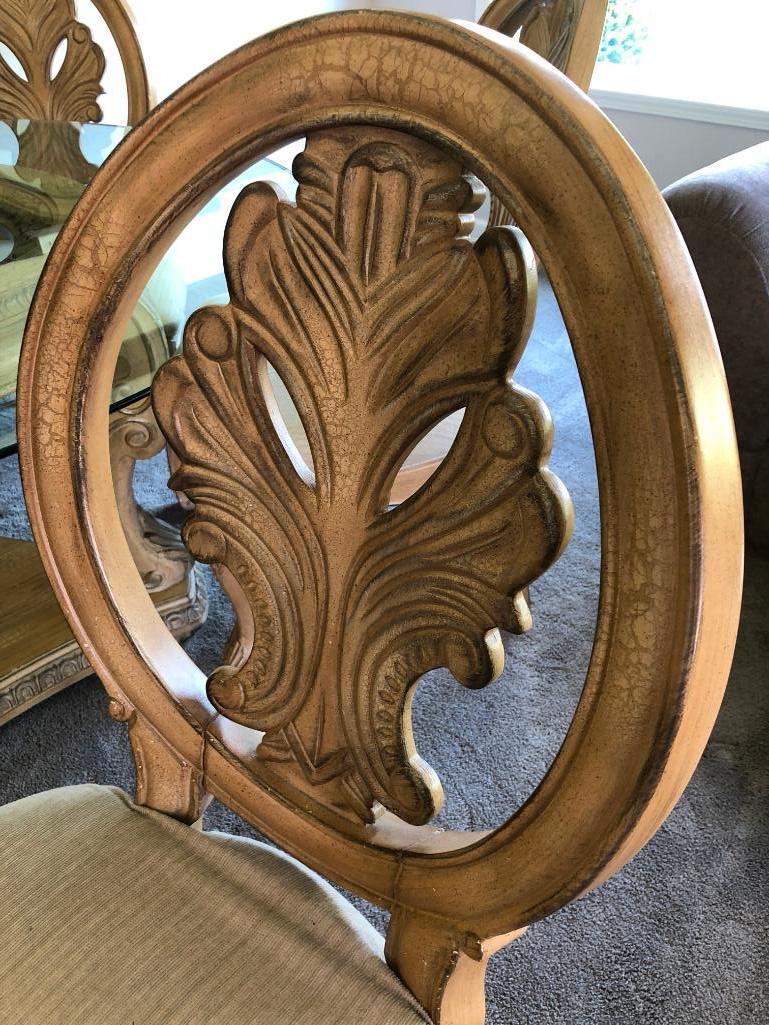 Dining Room Table W/Plate Glass Top & (4) Matching Chairs