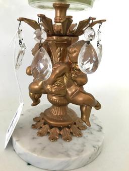 Marble & Glass Compote W/Cherubs