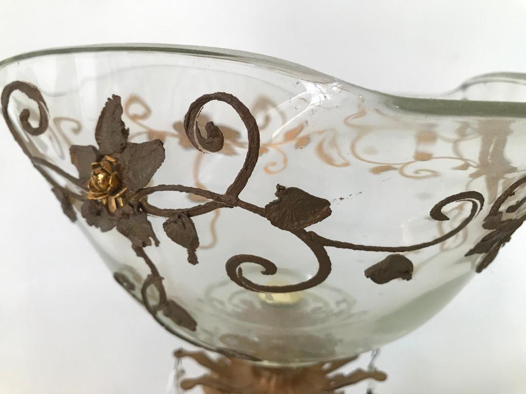 Marble & Glass Compote W/Cherubs