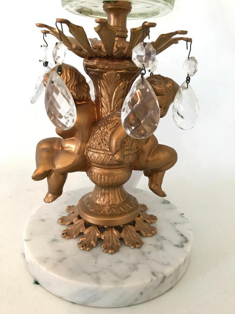 Marble & Glass Compote W/Cherubs