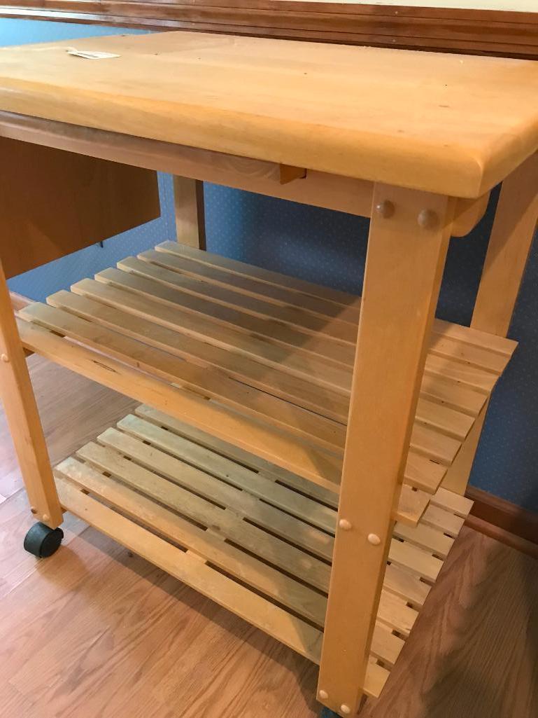 Wooden Kitchen Cart On Wheels