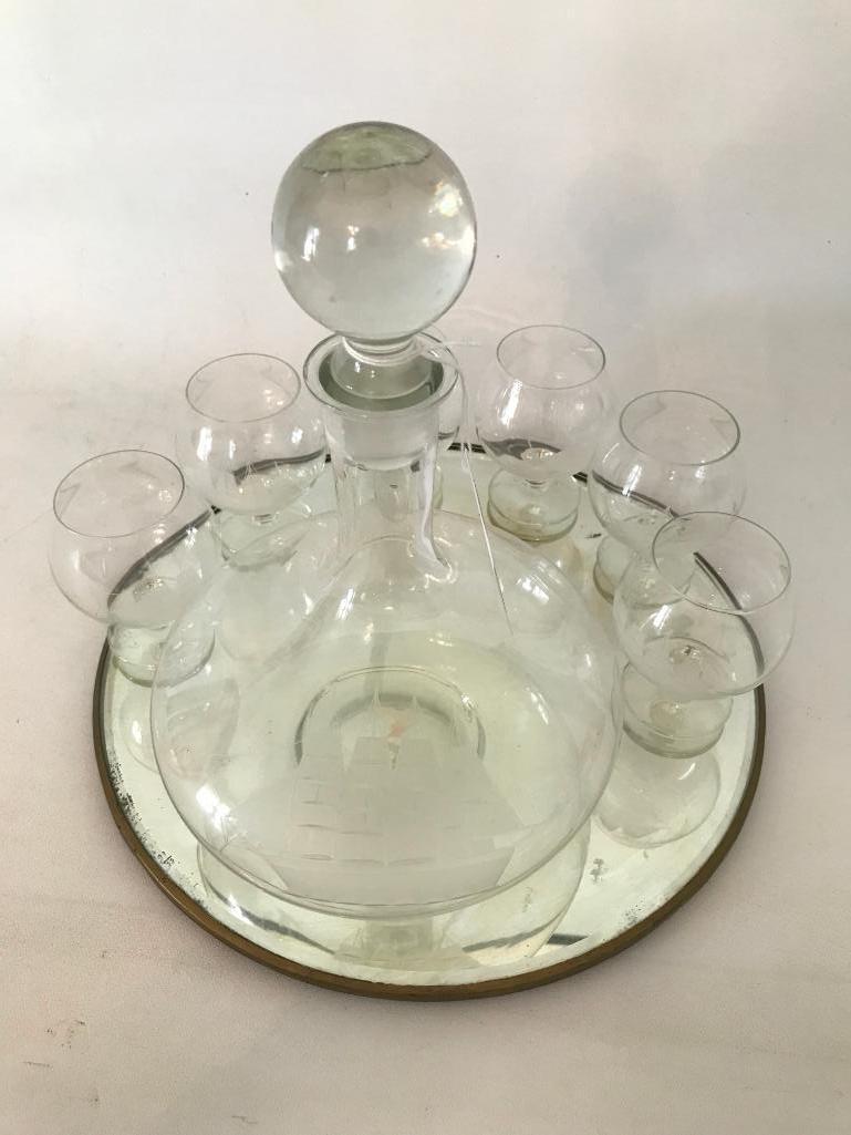 Classic Ships Decanter W/(6) Matching Glasses