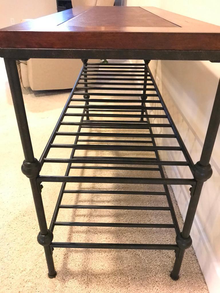 Wrought Iron & Wood Sofa Table