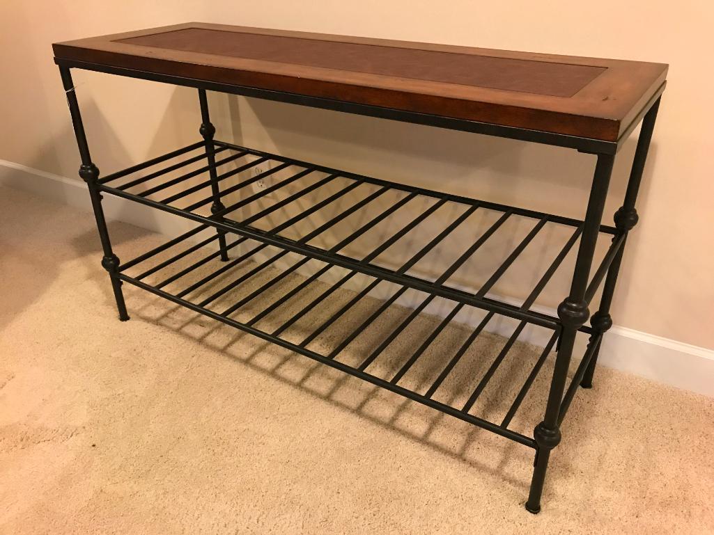 Wrought Iron & Wood Sofa Table