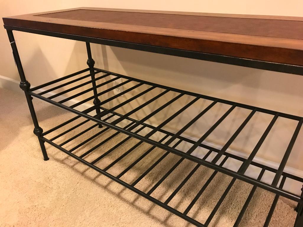 Wrought Iron & Wood Sofa Table