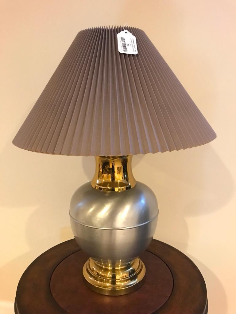 Aluminum and Brass, Decorative Lamp, 27 Inches Tall