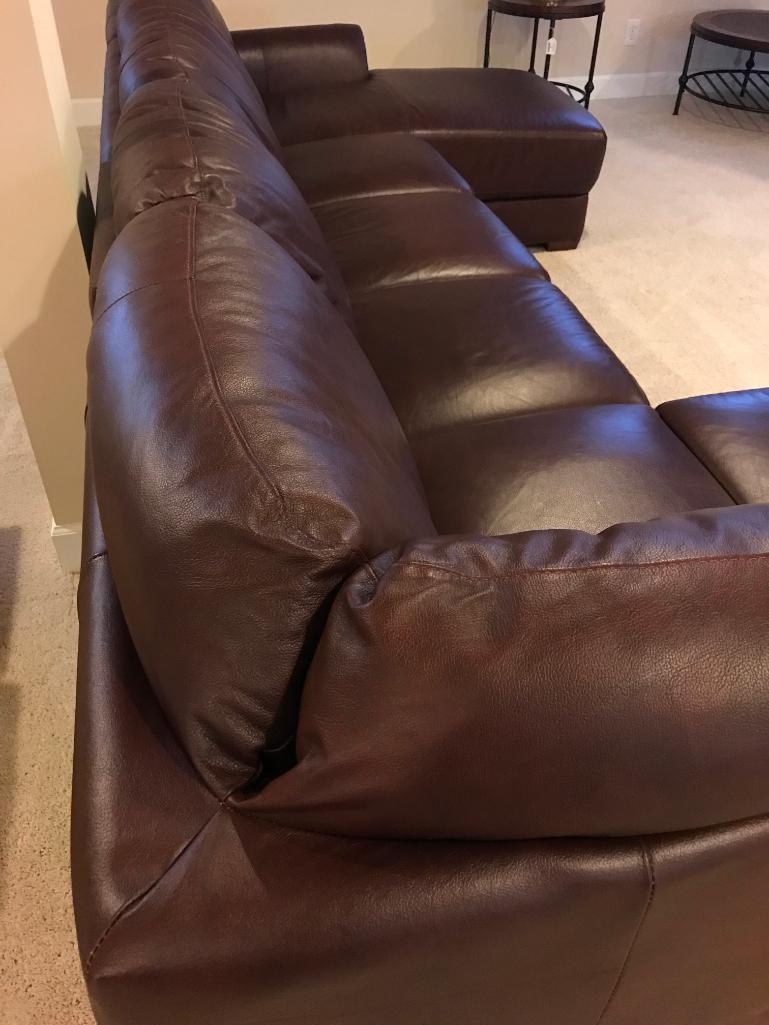 Leather, Sectional Couch with Chaise Lounge