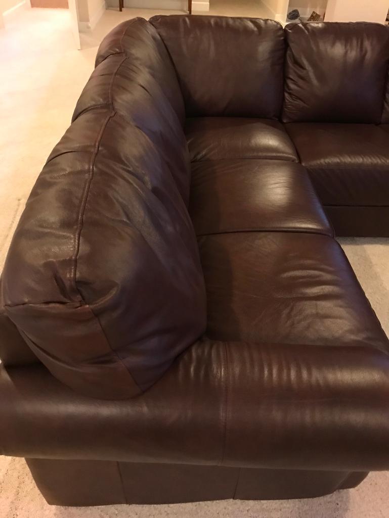 Leather, Sectional Couch with Chaise Lounge