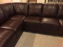 Leather, Sectional Couch with Chaise Lounge