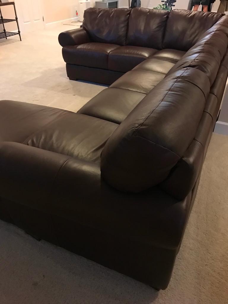 Leather, Sectional Couch with Chaise Lounge