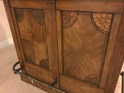 Hooker, Seven Seas, Small Wood Bar with Decorative Top, Wine Rack, Doors and More