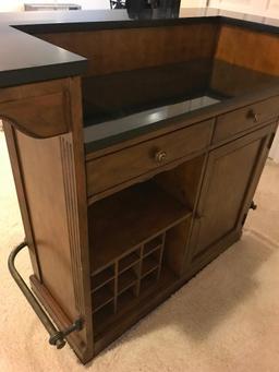 Hooker, Seven Seas, Small Wood Bar with Decorative Top, Wine Rack, Doors and More