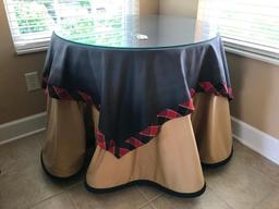 Decorator Lamp Table W/Covers & Plate Glass Top