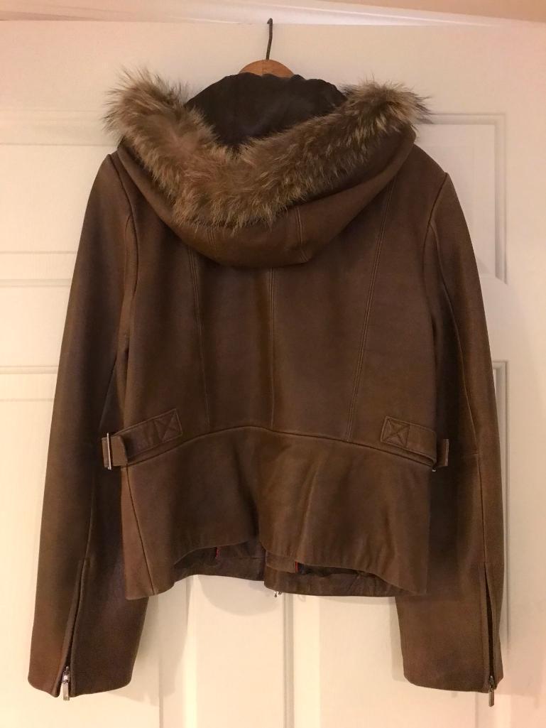 Anne Klein, Size Small Lamb Skin with Raccoon Fir Trim