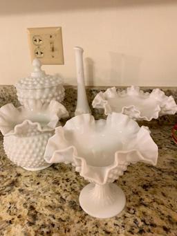 (5) Pcs. Of Hobnail Milk Glass