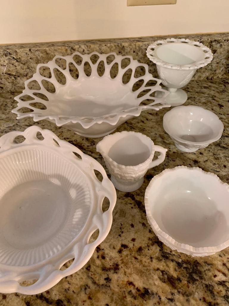 (6) Pcs. Vintage Milk Glass