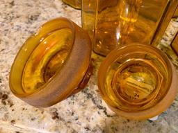 (4) Pc. Amber Glass Canister Set