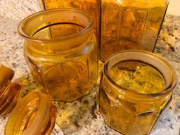 (4) Pc. Amber Glass Canister Set