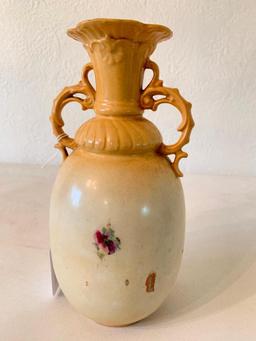 Vintage Handled Vase W/Floral Design