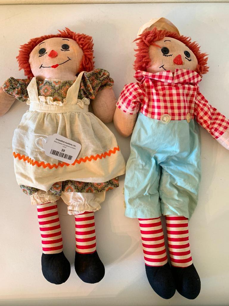 Vintage Cloth Raggedy Ann & Andy Dolls