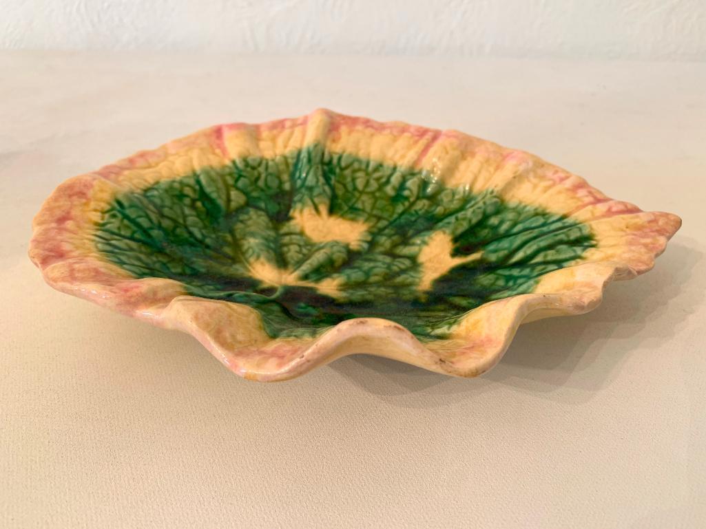 Antique English Majolica Leaf Dish