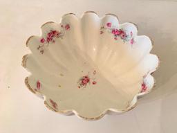 Vintage Porcelain Tri-Footed Bowl W/Red & Yellow Roses