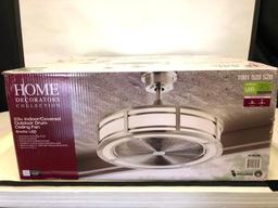 23 inch. Indoor/Covered Outdoor Drum Ceiling Fan. Brette LED. Home Decorators Collection.