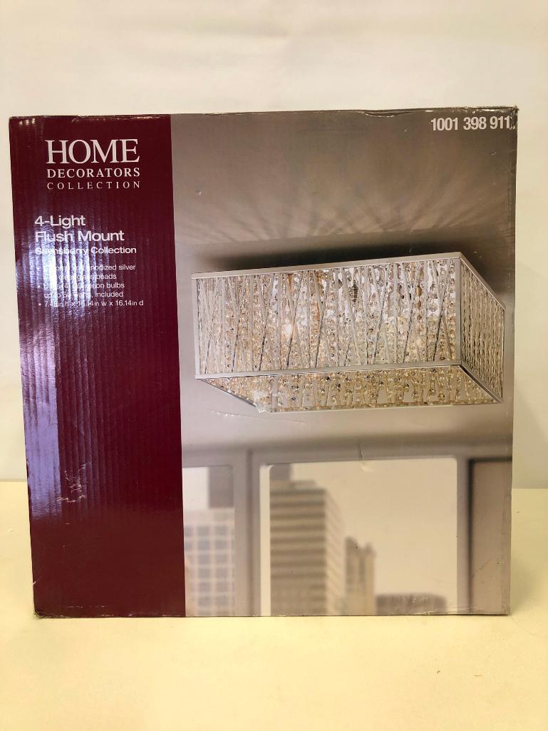 4-Light Flush Mount Light-Fixture. Home Decorators Collection. Chrome & Silver w/Clear Glass Beads.