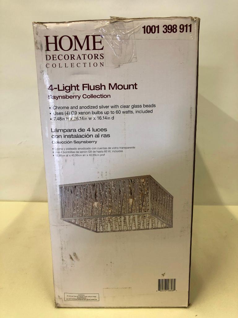 4-Light Flush Mount Light-Fixture. Home Decorators Collection. Chrome & Silver w/Clear Glass Beads.