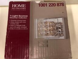 1-Light Sconce Home Decorators Collection Weschler Collection Polished Chrome Finish w/crystal shade