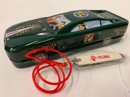 Dick Tracy 75th. Anniversary Knife In Tin Cop Car W/Graphics