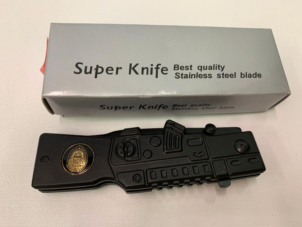 Tac-Force "Law Enforcement" Folding Knife W/Gunstock Handle-Mint In Box