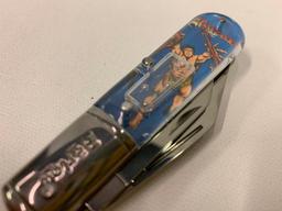 Tarzan 2-Blade Barlow "Heroes Of The Silver Screen" Folding Knife W/Puzzle In Handle-Mint