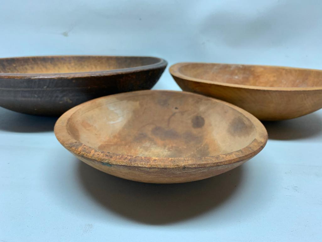 (3) Wooden Mixing/Kitchen Bowls