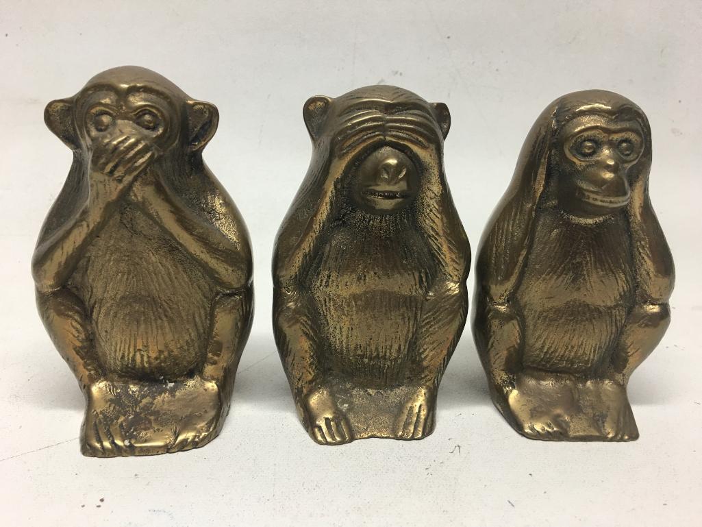 (3) Brass Monkeys "Hear No Evil, Speak No Evil, See No Evil"