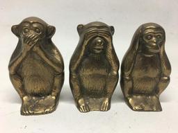 (3) Brass Monkeys "Hear No Evil, Speak No Evil, See No Evil"