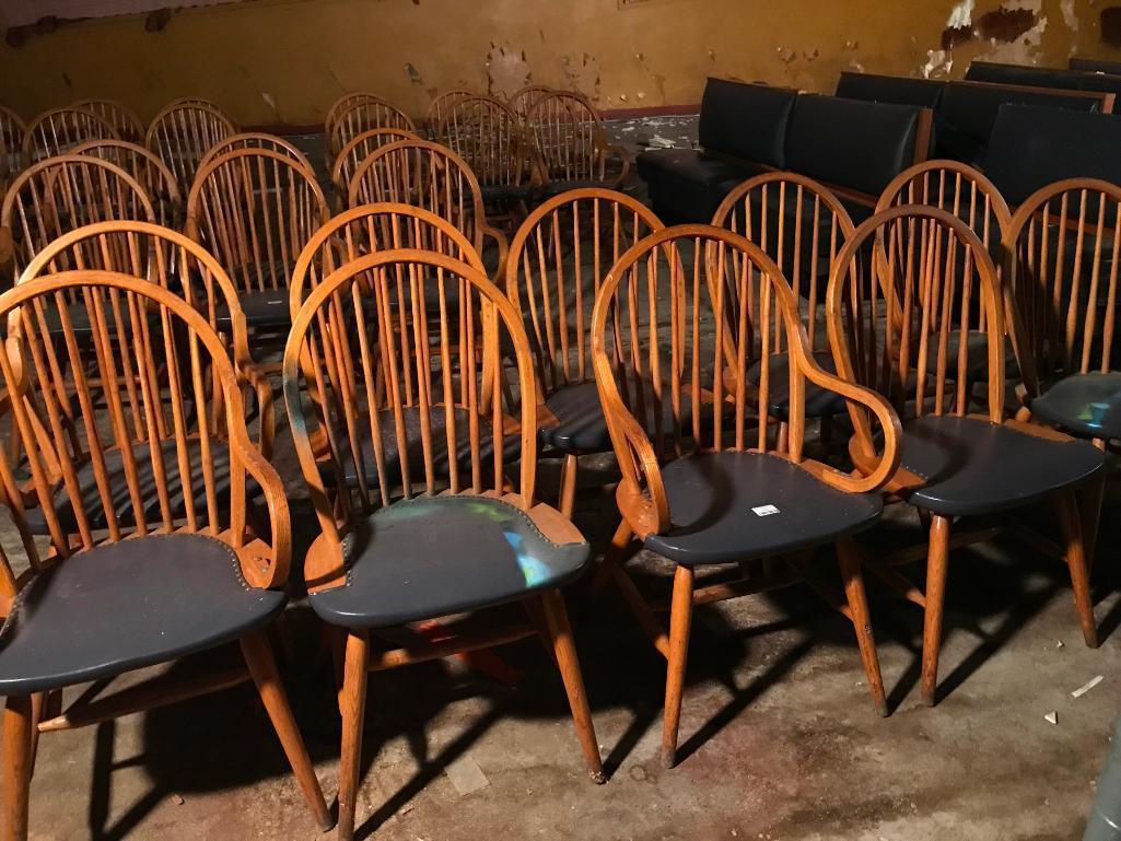 (10) Oak Chairs W/Curved Backs & Padded Seats-(3) W/Arms & (7) W/Out